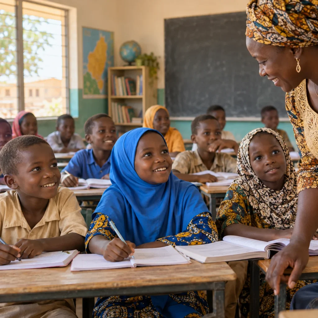 Nigerien students learning in a classroom