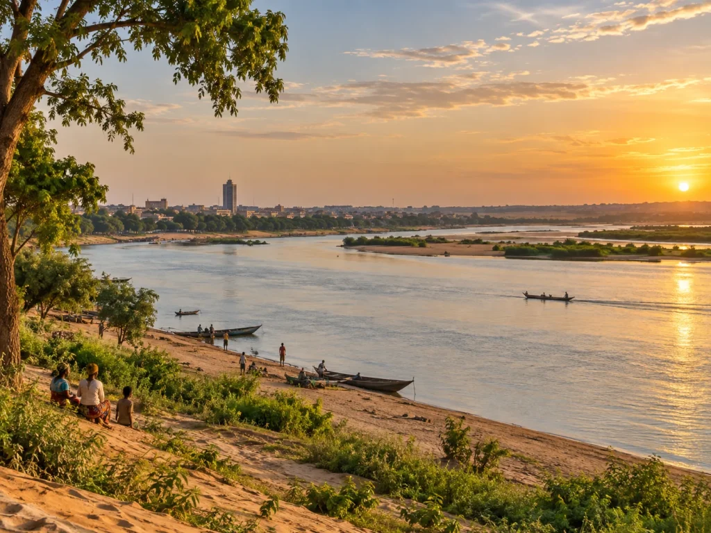 Niger River waterfront in Niamey